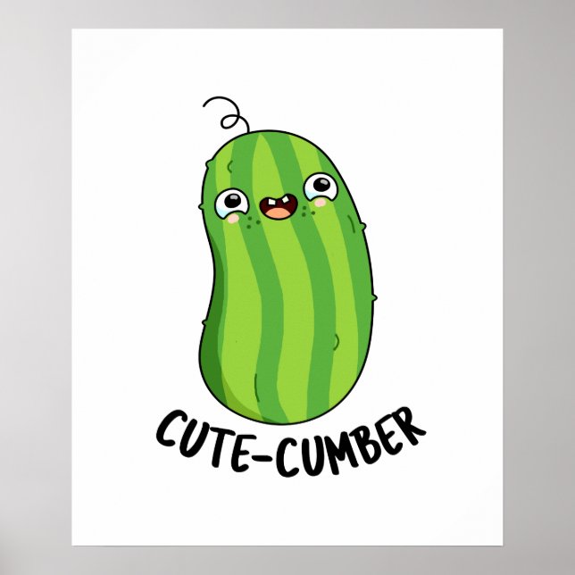 Cutecumber Funny Cucumber Pun Poster (Framsidan)