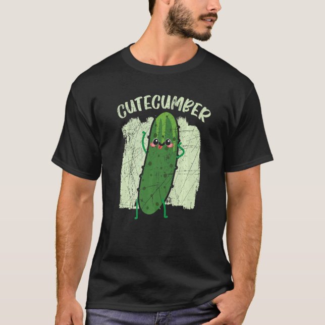 Cutecumber Gurka Grönsak Växt Vegetarian Veg T Shirt (Framsida)