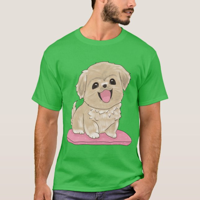 Cuteibetan Spaniel dog on pillow boy T Shirt (Framsida)