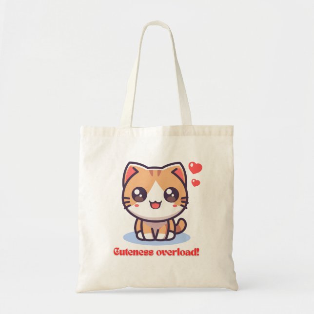 Cuteness Overload Kawaii Anim Cat Tote Bag Tygkasse (Framsidan)