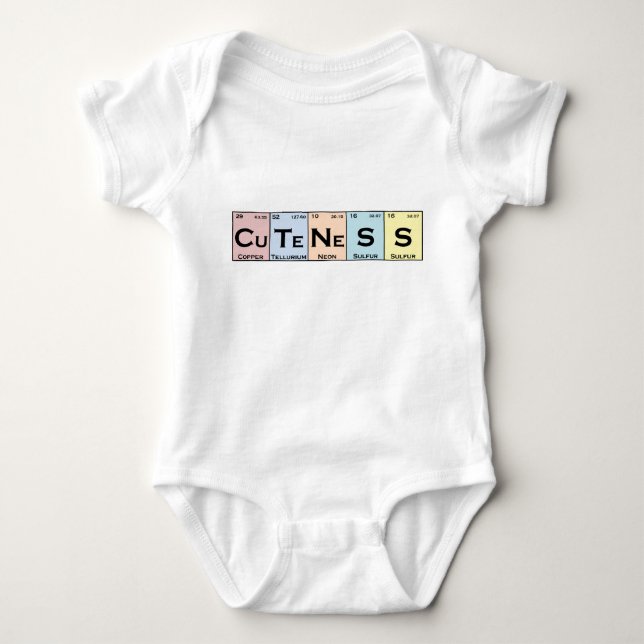 CuTeNeSS periodisk inslag baby romper Tee (Framsida)