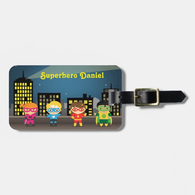Cuteness Superhjälte för barn Bagagebricka (Horisontell Framsida)