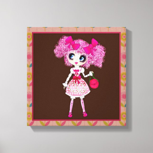 CutePsöt Girly PinkyP Rosa Kawaii Girl by LeahG Canvastryck (Framsida)