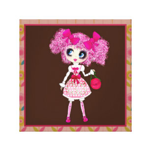 CutePsöt Girly PinkyP Rosa Kawaii Girl by LeahG Canvastryck