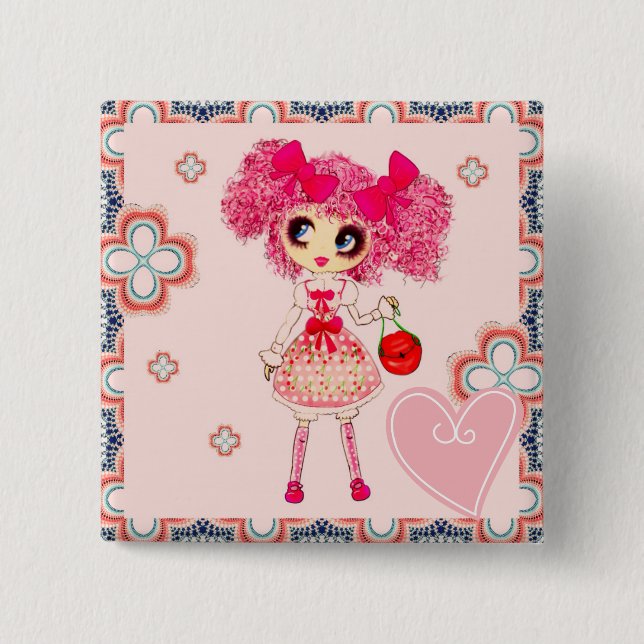 CutePsöt Girly PinkyP Rosa Kawaii Girl by LeahG Knapp (Framsida)