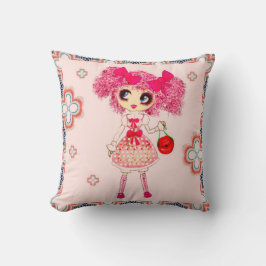 CutePsöt Girly PinkyP Rosa Kawaii Girl by LeahG Kudde