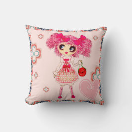 CutePsöt Girly PinkyP Rosa Kawaii Girl by LeahG Kudde