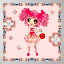 CutePsöt Girly PinkyP Rosa Kawaii Girl by LeahG Poster