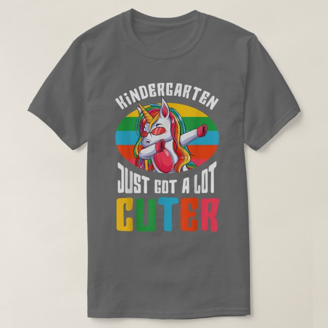 Cuter Kindergarten Dabbing Unicorn Back To School  T Shirt (Design framsida)
