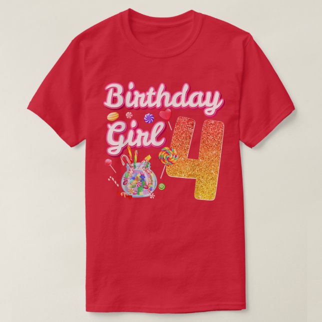 Cutes 4e födelsedagen Girls Sweet Candy 4-årig Ca T Shirt (Design framsida)