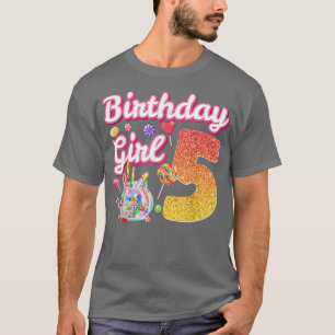 Cutes 5th Birthday Girls Sweet Candy 5 Year Old Ca T Shirt