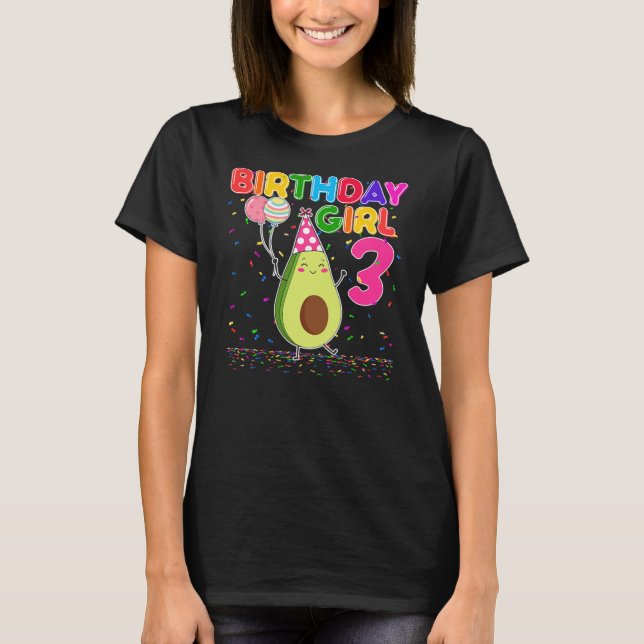 Cutes Avocados 3rd Birthday Girl 3 Years Old T Shirt (Framsida)