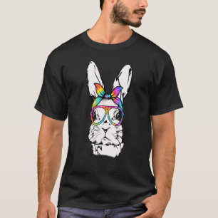 Cutes Bunny Messy Bun Tie Dye Bandana Rabbit Easte T Shirt