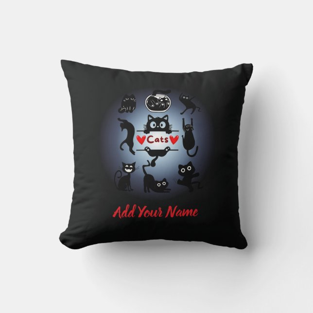 Cutes Cats Throw Pillow Kudde (Framsida)