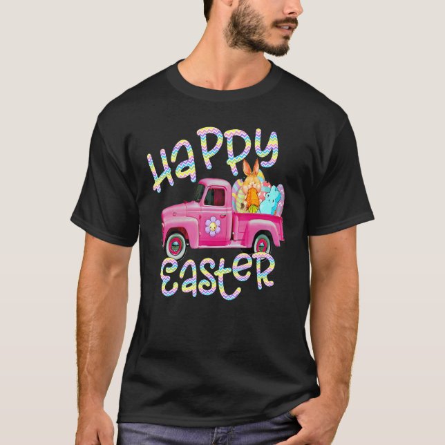 Cutes Rabbit Carrot Lastbil Påskhare Hunt Eggs E T Shirt (Framsida)