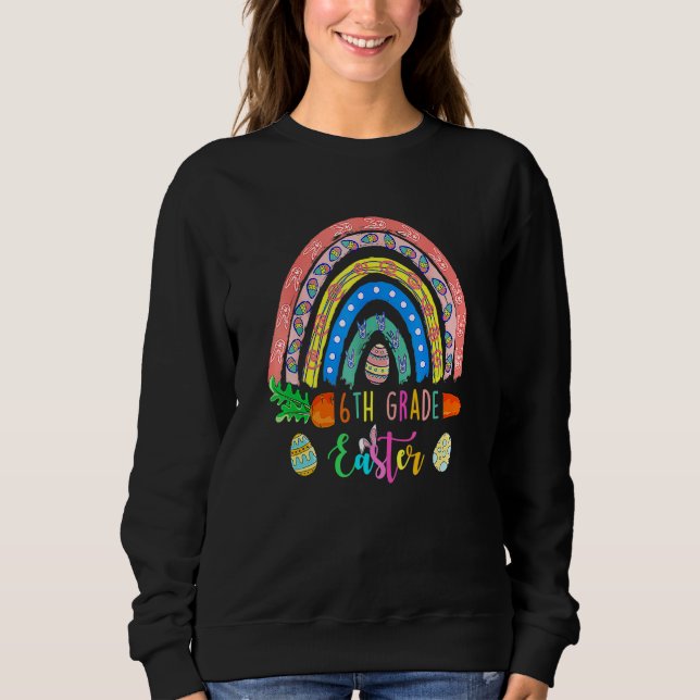 Cutest 6e Klass Bunnies Eggs Boho Rainbow Lycklig  T Shirt (Framsida)