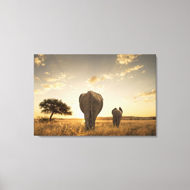 Cutest Baby Animals | Elephant Calf & Mother Canvastryck (Framsida)