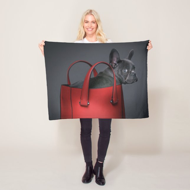 Cutest Baby Animals | French Bulldog Red Hand Bag Fleecefilt (På plats)