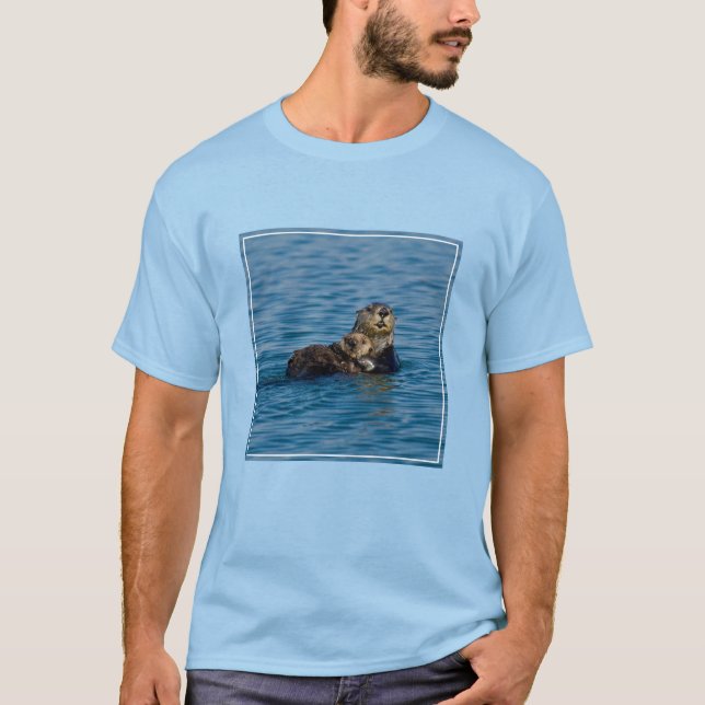 Cutest Baby Animals | Mother & Baby Sea Otter T Shirt (Framsida)