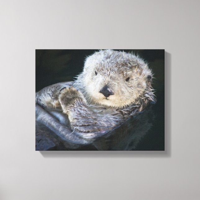 Cutest Baby Animals | Sea Otter Floating Canvastryck (Framsida)