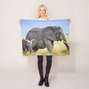 Cutest Baby djur Afrikanskt elefant och Mor Fleecefilt