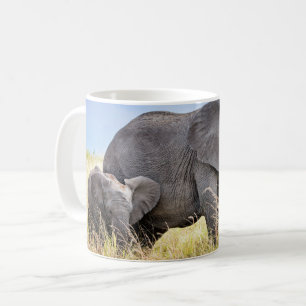 Cutest Baby djur Afrikanskt elefant och Mor Kaffemugg