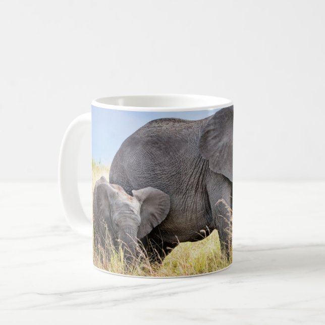 Cutest Baby djur | Afrikanskt elefant och Mor Kaffemugg (Framsida vänster)