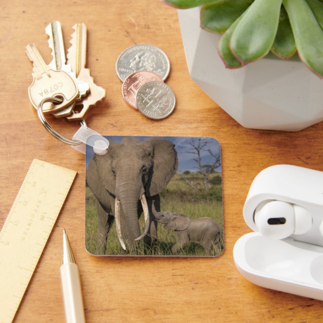 Cutest Baby djur | Amama elefant med Baby Nyckelring (Skrivbord)