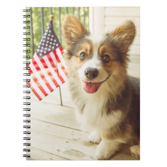 Cutest Baby djur | American Flagga Corgi Anteckningsbok (Framsidan)