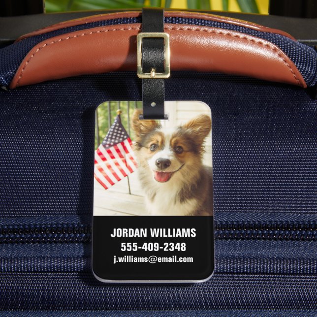 Cutest Baby djur | American Flagga Corgi Bagagebricka (Framsida Insitu 2)