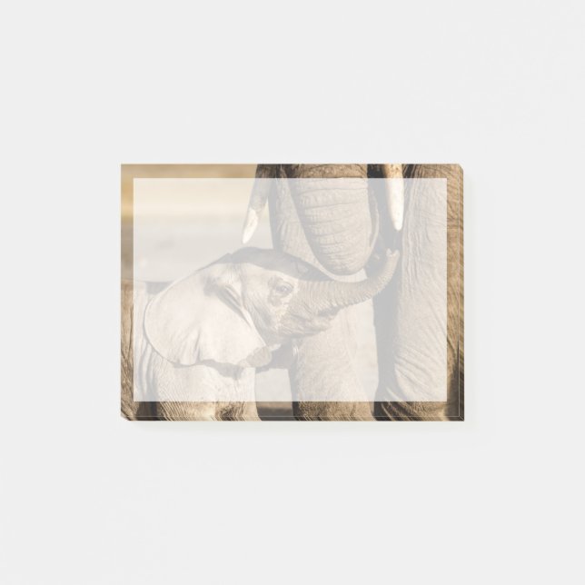Cutest Baby djur | Baby Elephant & Mamma Post-it Block (Framsida)