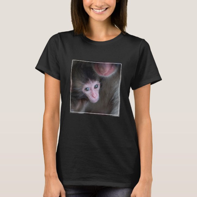 Cutest Baby djur | Baby Macaque Monkey och Mor T Shirt (Framsida)