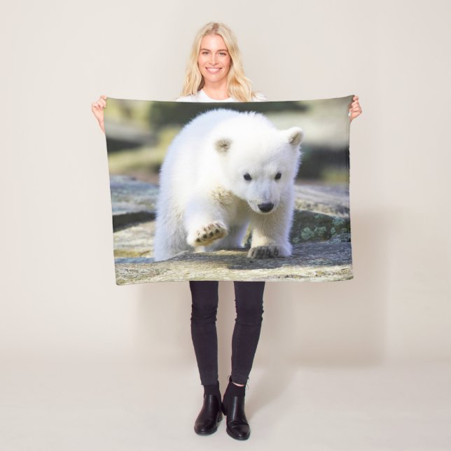 Cutest Baby djur | Baby Polar Bear Unge Fleecefilt (På plats)