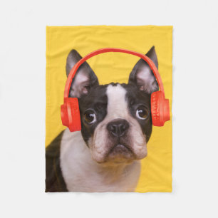 Cutest Baby djur Boston Terrier-hörlurar Fleecefilt