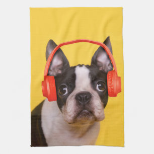 Cutest Baby djur Boston Terrier-hörlurar Kökshandduk