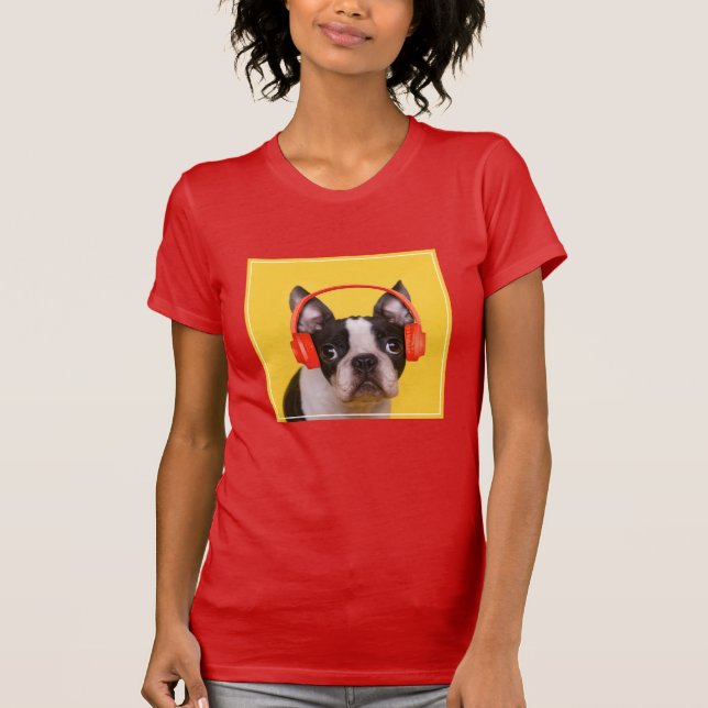 Cutest Baby djur | Boston Terrier-hörlurar T Shirt (Framsida)
