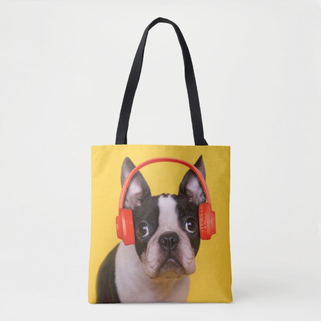 Cutest Baby djur | Boston Terrier-hörlurar Tygkasse (Framsida)