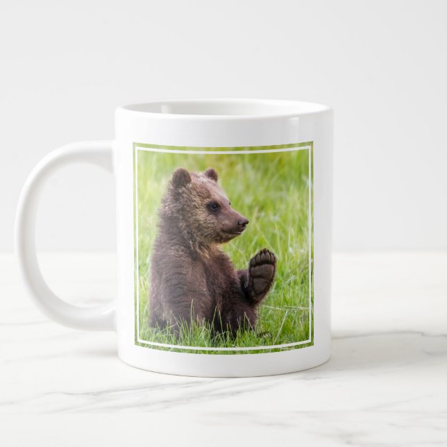 Cutest Baby djur | Brunbjörn Unge Wave Jumbo Mugg (Vänster)
