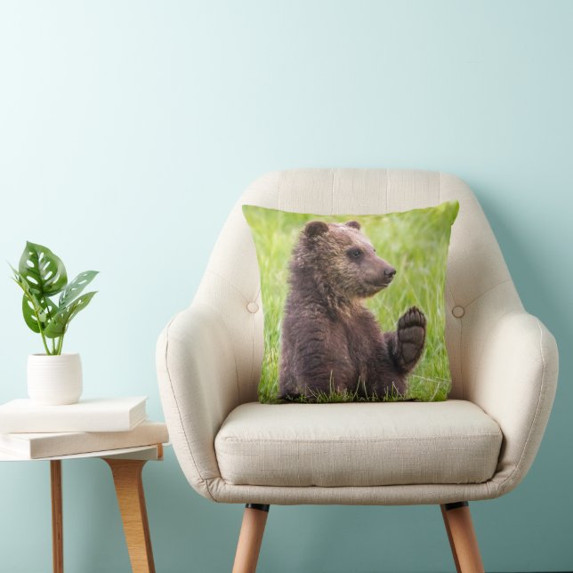 Cutest Baby djur | Brunbjörn Unge Wave Kudde (Stol)