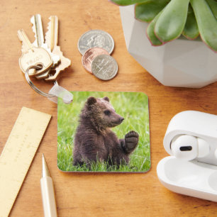 Cutest Baby djur Brunbjörn Unge Wave Nyckelring