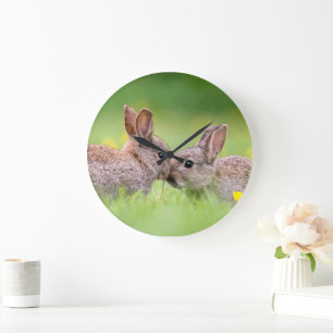 Cutest Baby djur Bunny Kiss Stor Klocka
