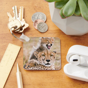 Cutest Baby djur Cheetah Cat & Unge Nyckelring
