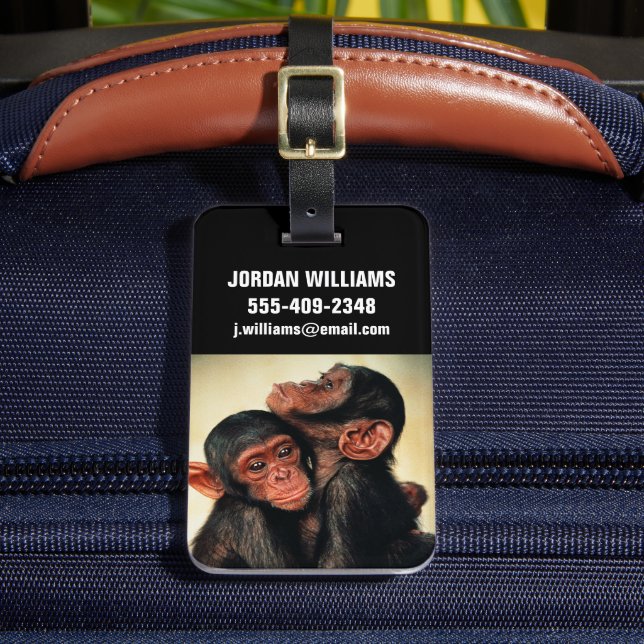 Cutest Baby djur | Chimpanzee Hug Bagagebricka (Framsida Insitu 2)