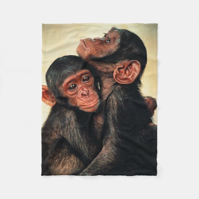 Cutest Baby djur | Chimpanzee Hug Fleecefilt (Framsidan)