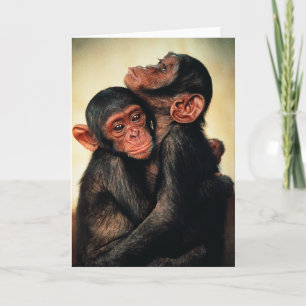 Cutest Baby djur Chimpanzee Hug Kort