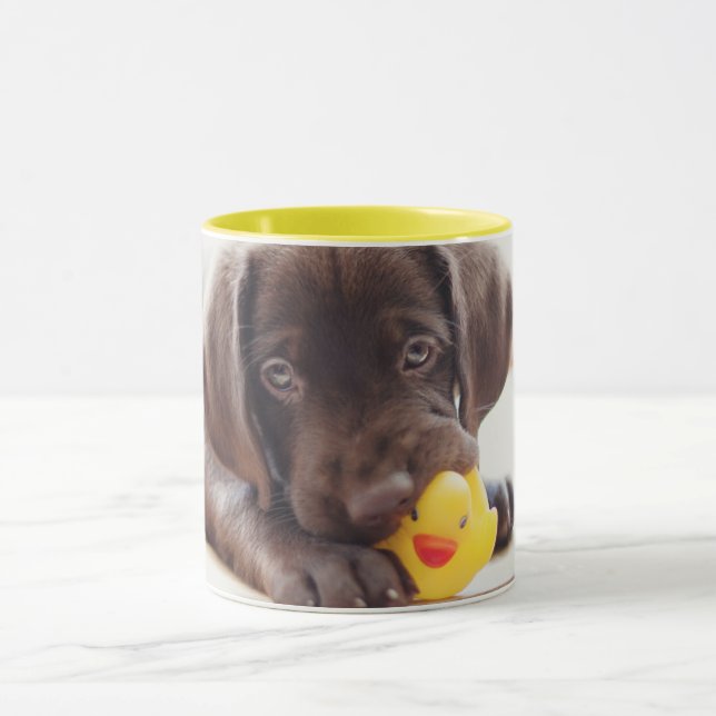 Cutest Baby djur | Chocolate Labrador Puppy Mugg (Center)