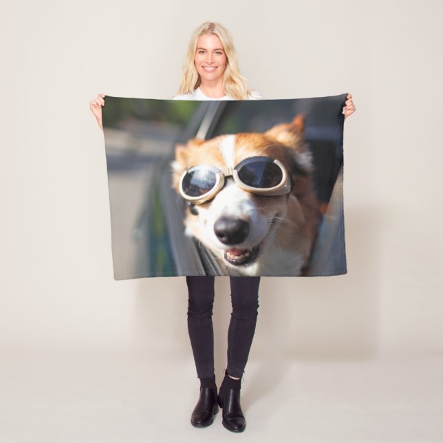 Cutest Baby djur | Corgi Goggles i bilen Fleecefilt (På plats)