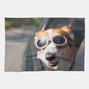 Cutest Baby djur Corgi Goggles i bilen Kökshandduk