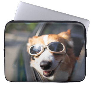 Cutest Baby djur Corgi Goggles i bilen Laptop Fodral