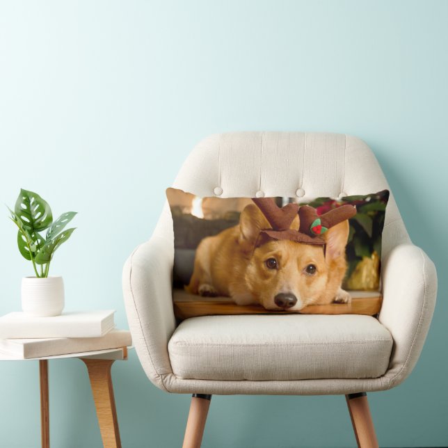 Cutest Baby djur | Corgi julrenar Lumbarkudde (Stol)